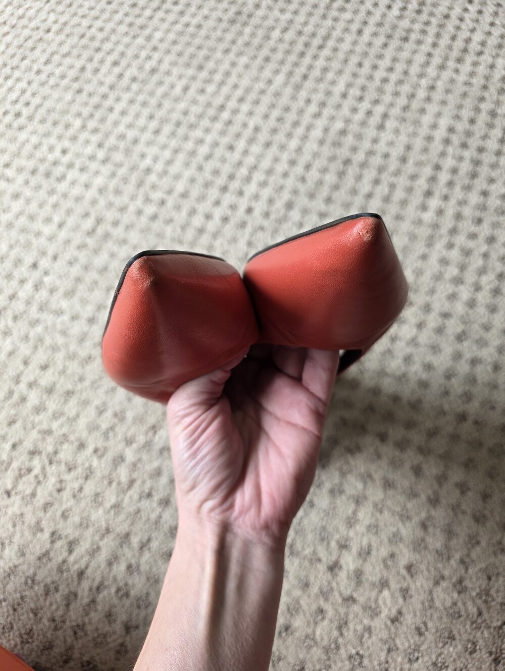 Seychelles Orange Leather Pointed Slingback Pumps - Picture 6 of 6